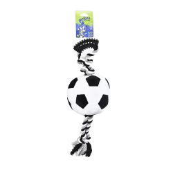 Pet star Игрушка для cобак Мяч футбольный с канатом и пищалкой 14*51 см
