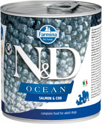 Farmina N&D (Фармина НД) Ocean  Консервы беззерновые для взрослых собак всех пород с лососем и треской 285 г
