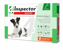 Inspector Quadro (Инспектор Квадро) капли на холку для собак весок от 4 до 10 кг 1 пипетка