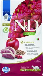 Farmina N&D (Фармина НД) Quinoa Hairball Сухой беззерновой корм для взрослых кошек для вывода шерсти из желудка с уткой, киноа и яблоками 300 г