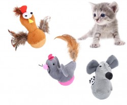 Плюшевая игрушка для кошек, с перьями