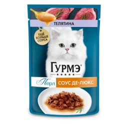 Purina Gourmet Perle (Пурина Гурмэ перле) Соус-Де-Люкс Пауч для кошек с телятиной в соусе 75 г