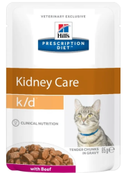 Hills (Хиллс) Prescription Diet k/d Feline - Корм для кошек при Почечной недостаточности с Говядиной (Пауч) 8 шт