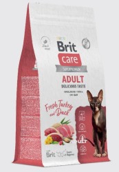 Brit Care (Брит Кэа) Adult Delicious Taste Сухой корм для взрослых кошек привередливых к вкусу с индейкой и уткой 400 г