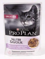Pro Plan (Про План) Nutri savour Delicate Пауч для кошек с чувствительным пищеварением с индейкой в соусе 85 г