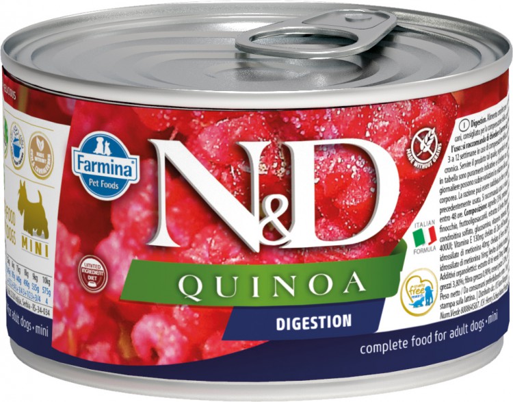 Farmina N&D (Фармина НД) Quinoa Digestion Mini Консервы беззерновые для собак мелких пород с чувствительным пищеварением с киноа 140 г