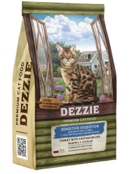 Dezzie (Дэзи) Sensitive Digestion Сухой корм для взрослых кошек с чувствительным пищеварением с индейкой и курицей 400 г