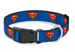 Buckle-Down Ошейник для собак с пластиковой застежкой Супермен синий цвет 28-43 см
