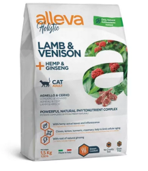 Alleva Holistic (Аллева Холистик) Сухой корм для взрослых кошек с ягненком, олениной, коноплей и женьшенем 1,5 кг