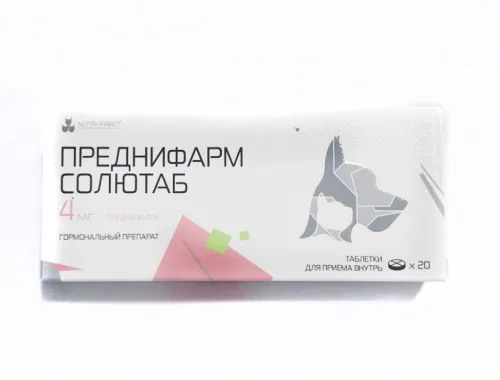 Преднифарм Солютаб (Преднизолон) Nita-farm Гормональный препарат для животных 4 мг 20 табл