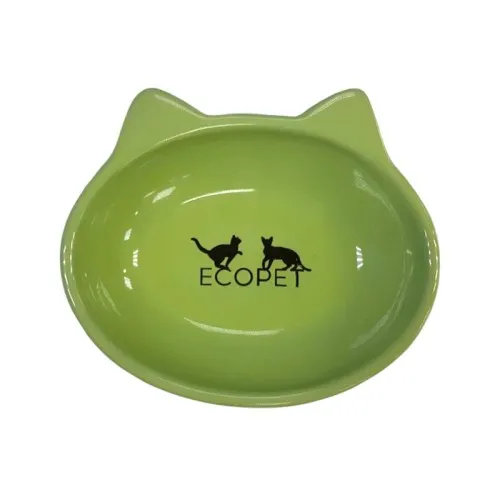 Ecopet Миска керамическая овальная оливковая 190 мл