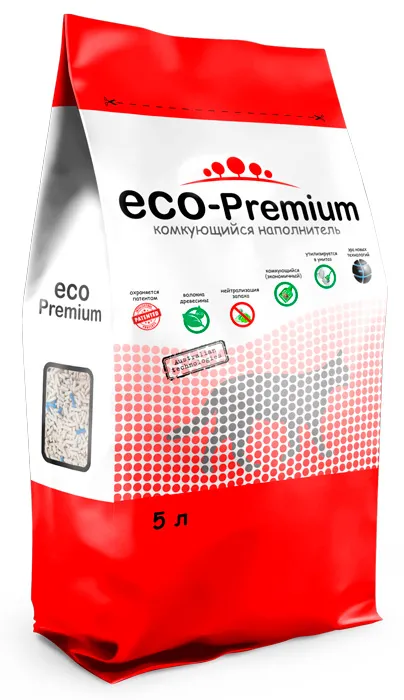ECO Premium BLUE наполнитель древесный без запаха 1,9 кг 5 л