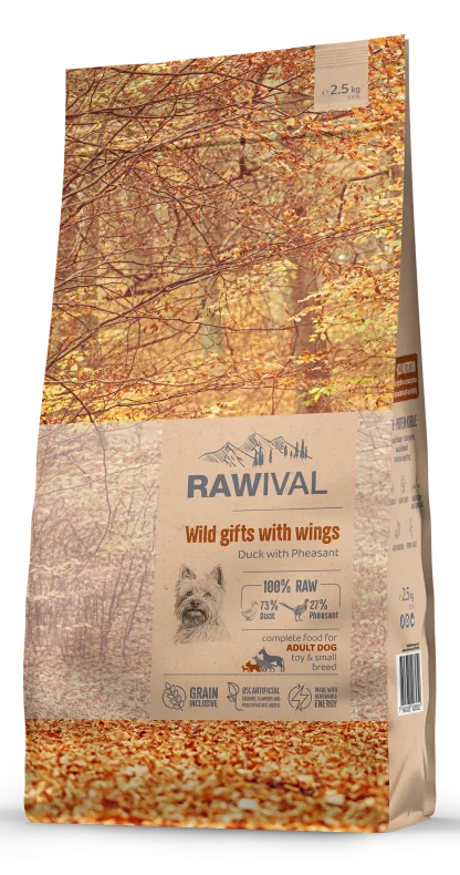Rawival (Ровайвл/Равивал) Wild Gifts With Wings Сухой корм для взрослых собак мелких пород с уткой и фазаном 2,5 кг 