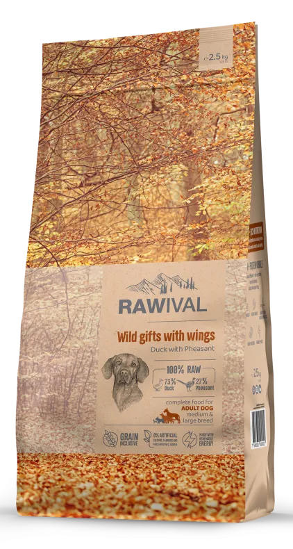 Rawival (Ровайвл/Равивал) Wild Gifts With Wings Сухой корм для взрослых собак средних и крупных пород с уткой и фазаном 2,5 кг 