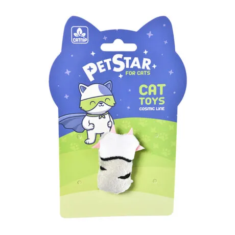 Pet star Игрушка для кошек Лапка с мятой серая/черная плюшевая 3*6 см