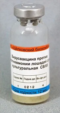 Вакцина против ринопневмонии лошадей сухая культуральная 4 дозы