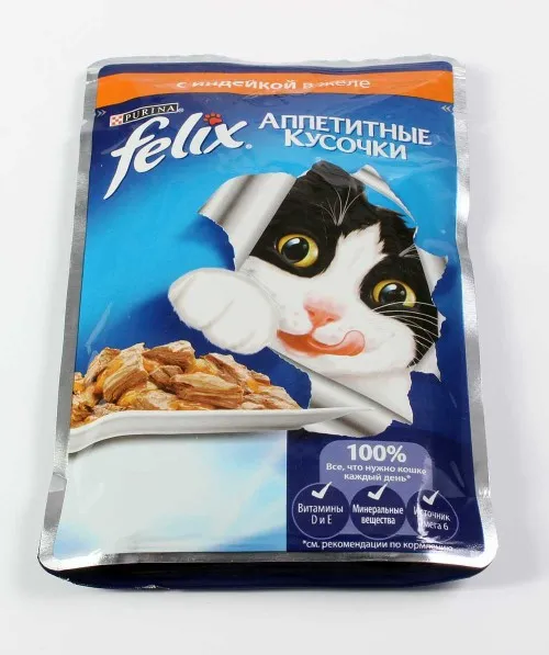 Purina Felix (Пурина Феликс) Аппетитные кусочки Пауч для кошек с индейкой в желе 75 г