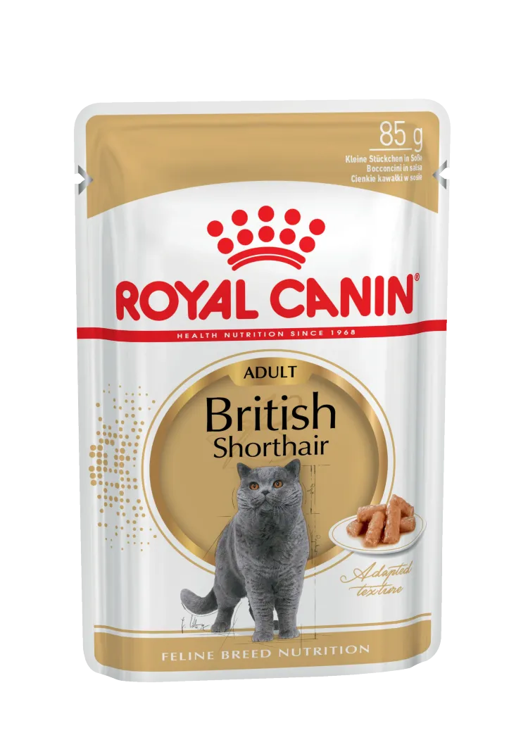 Royal Canin (Роял Канин) British Shorthair Adult Пауч для взрослых кошек породы Британская короткошерстная в соусе 85 г