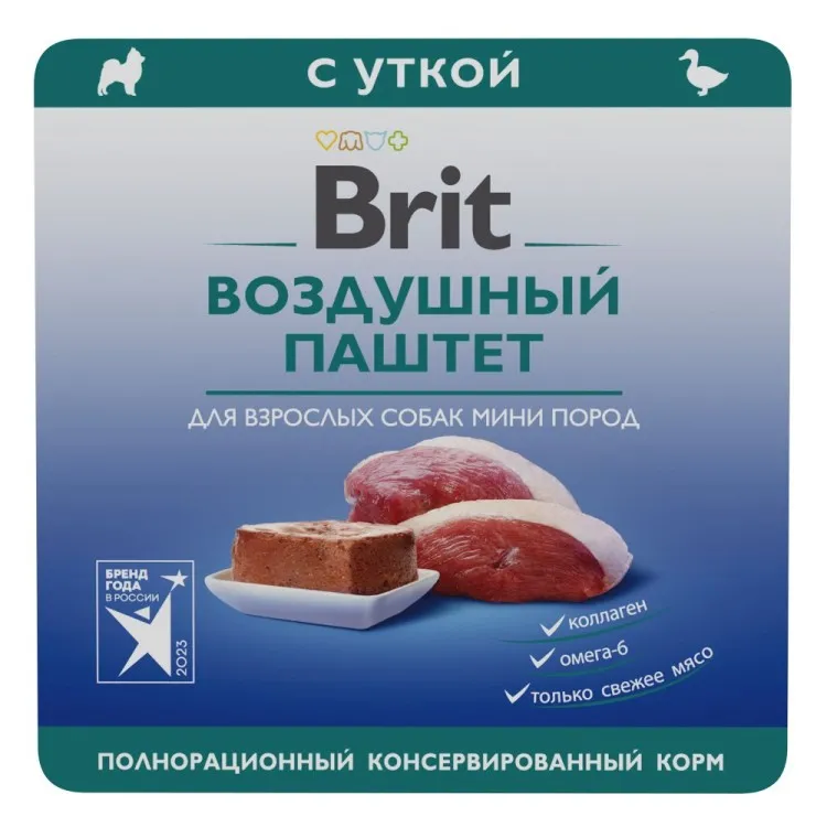 Brit Premium (Брит Премиум) Консервы для взрослых собак с уткой воздушный паштет 100 г