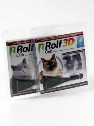 Rolf Club 3D (Рольф Клуб) Капли на холку от блох и клещей для кошек весом до 4 кг 1 пипетка