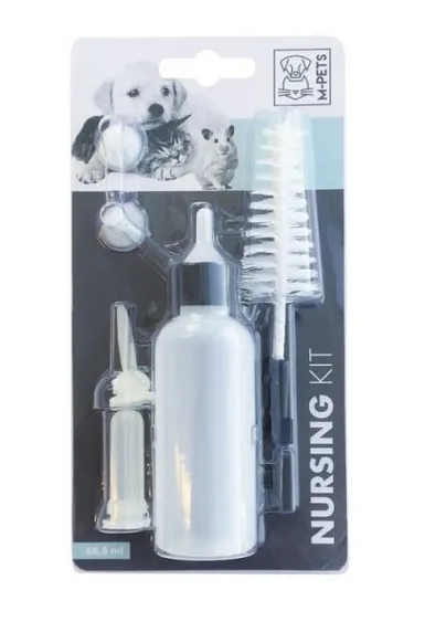 M-pets Набор для кормления животных - ершик, 5 сосок, бутылочка 66,5 мл