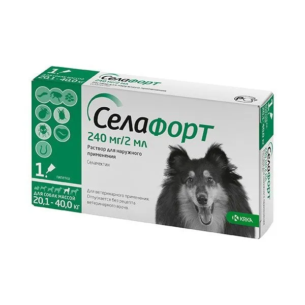 Селафорт капли на холку для собак весом от 20,1 до 40 кг, 240 мг 1 пипетка