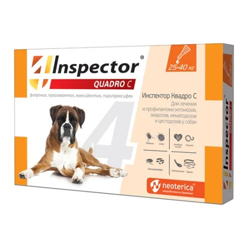 Инспектор Квадро С (Inspector Quadro С) капли на холку для собак весом от 25 до 40 кг 1 пипетка