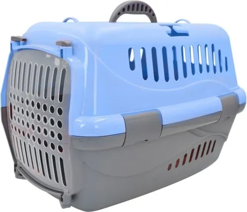 Homepet переноска пластиковая голубая 48х32х32 см