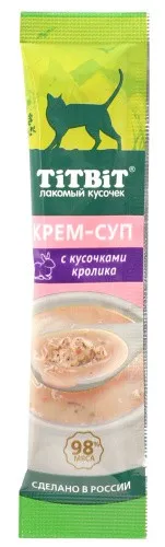 TiTBiT Лакомство для кошек Крем-суп с кусочками кролика 10 г