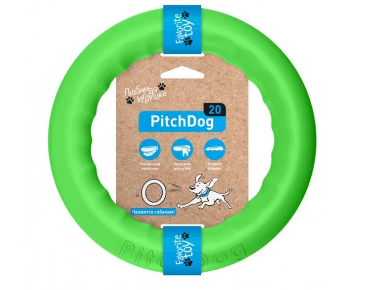 PitchDog Игровое кольцо для апортировки зеленое 20 см