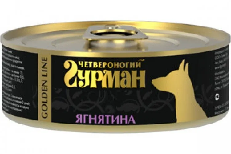 Четвероногий Гурман Golden line Консервы для собак с ягненком в желе 100 г