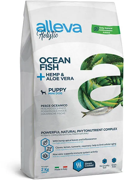 Alleva Holistic (Аллева Холистик) Puppy Mini Сухой корм для щенков мелких пород с океанической рыбой, коноплей и алоэ 800 г