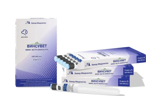 Винсувет Микс 30/70 Animalpen для собак 1 шприц-ручка 3 мл (замена канинсулина) ИГЛА НЕ ВХОДИТ В КОМПЛЕКТ
