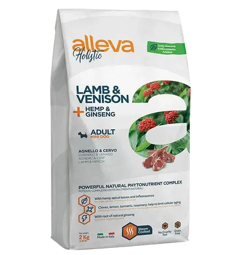 Alleva Holistic (Аллева Холистик) Mini Сухой корм для взрослых собак мелких пород с ягненком, олениной, коноплей и женьшенем 2 кг