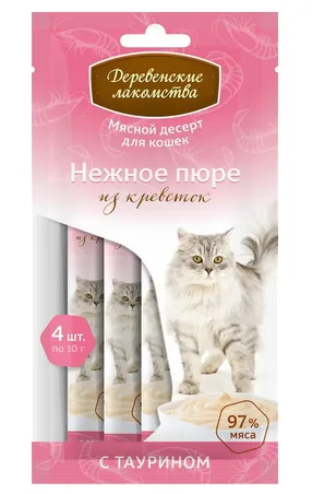 Деревенские лакомства для кошек Нежное пюре из креветок 40 г