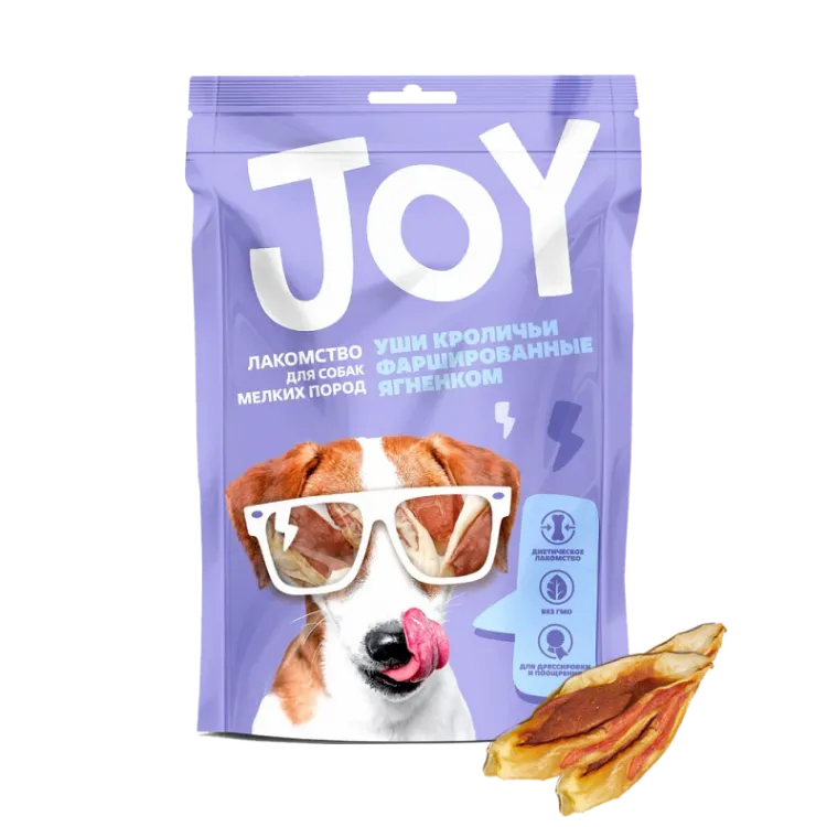 Joy (Джой) Лакомство для собак мелких пород Уши кроличьи, фаршированные ягненком 60 г