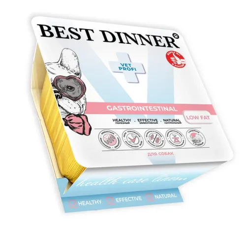 Best Dinner Vet (Бэст Диннер Вет) Gastrointestinal Low fat Консервы для собак для профилактики заболеваний ЖКТ низкокалорийные с индейкой в паштете 100 г