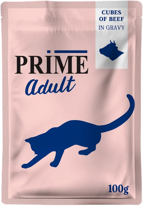 Prime (Прайм) Пауч для взрослых кошек с говядиной в бульоне соусе 100 г * 5 шт