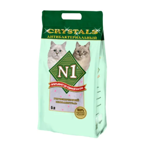 N1 Crystals Антибактериальный Наполнитель для кошачьего туалета силикагелевый зеленый 5 л