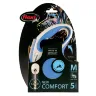 FLEXI New Line Comfort M Рулетка трос 5м/до 20кг серый/голубой