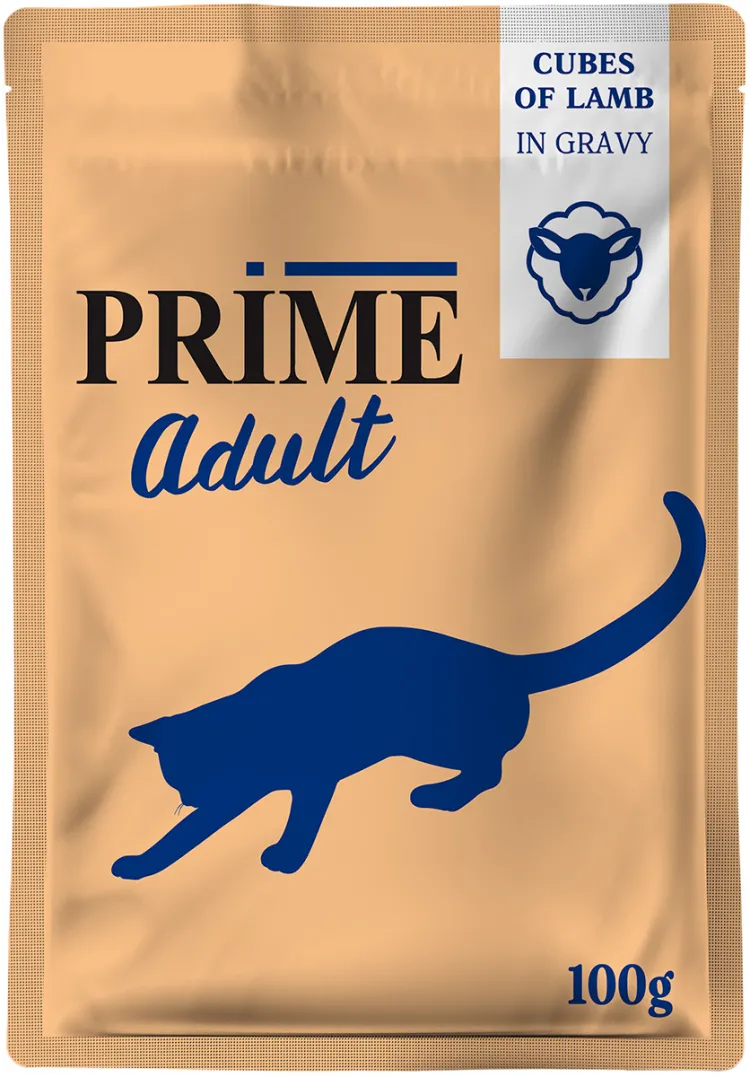 Prime (Прайм) Пауч для взрослых кошек с ягненком в бульоне соусе 100 г * 5 шт  