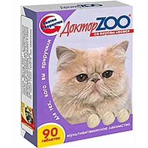 Доктор Zoo Лакомство витаминное для кошек со вкусом лосося 90 табл