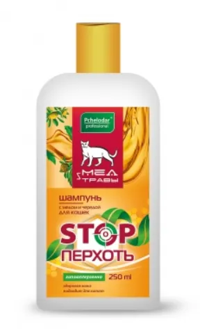 Стоп перхоть Шампунь для кошек с медом и чередой, 250 мл, Пчелодар 