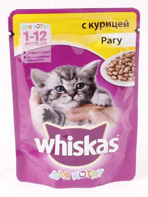 Whiskas (Вискас) Влажный корм для котят с курицей в рагу 75 г