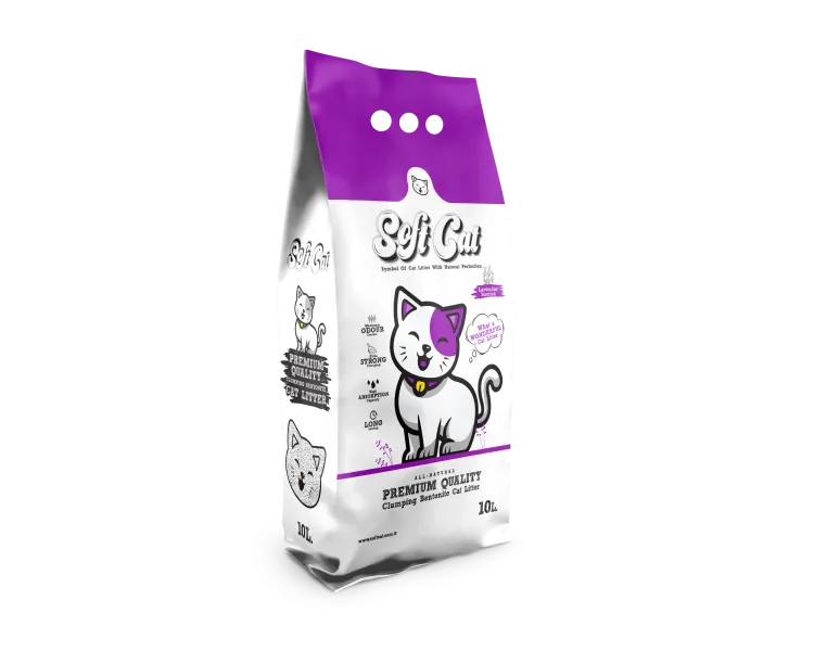 Soft Cat Наполнитель для кошачьего туалета комкующийся с ароматом лаванды 10 л (Турция замена Ever Clean)