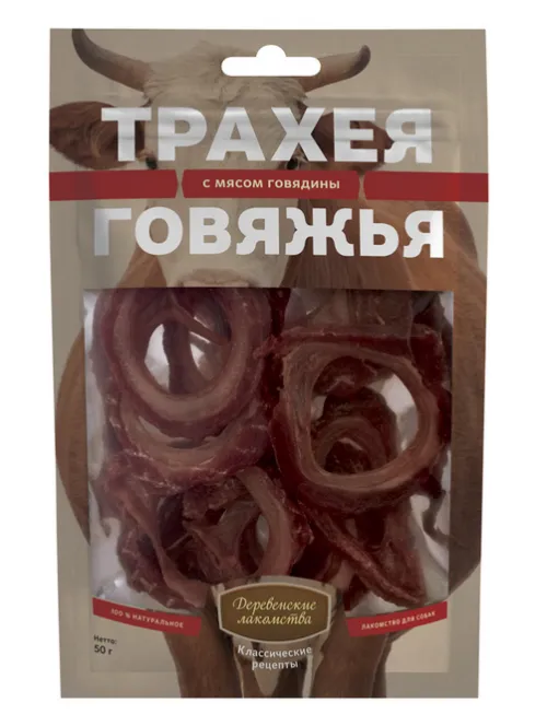 Деревенские лакомства для собак Трахея говяжья с мясом говядины 50 г