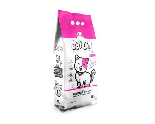 Soft Cat Наполнитель для кошачьего туалета комкующийся с ароматом детской присыпки 10 л (Турция замена Ever Clean)