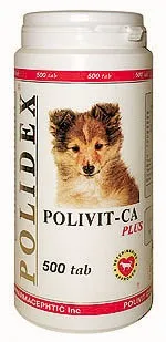 Polidex Polivit-Ca plus (Полидекс Поливит-Кальций плюс) Витамины для собак 500 табл