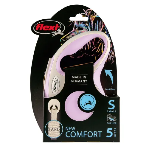 FLEXI New Line Comfort S Рулетка лента 5м/до 15кг серый/розовая