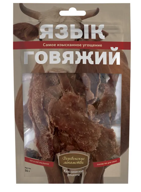 Деревенские лакомства для собак Язык говяжий 50 г
